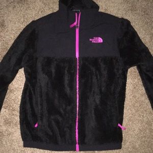 black and pink north face jacket!!